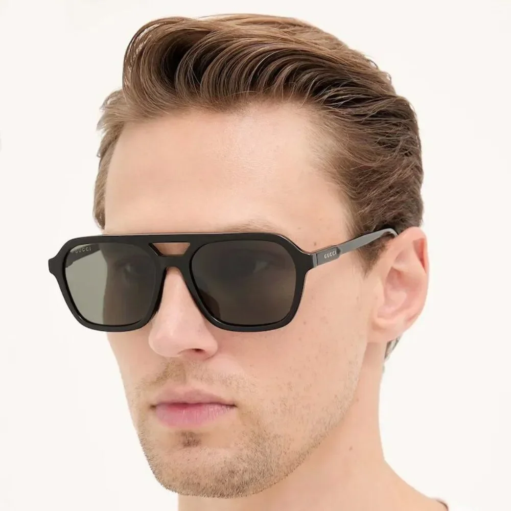 Gucci Women Sunglasses Black Grey Pilot GG1823SA 001 NEW AUTHENTIC